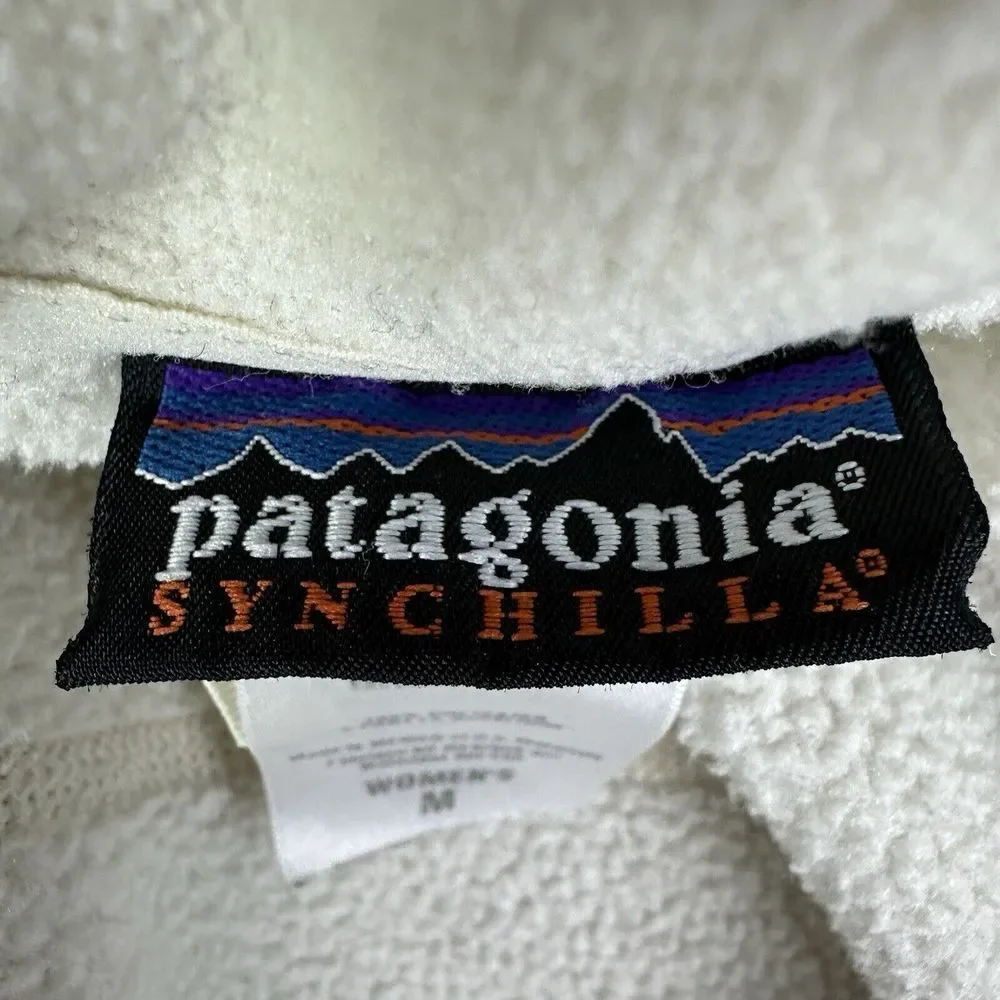 Patagonia Synchilla Jacket Women Medium Ivory 1/4 Zip Casual Hiking Outdoor READ - Picture 4 of 10